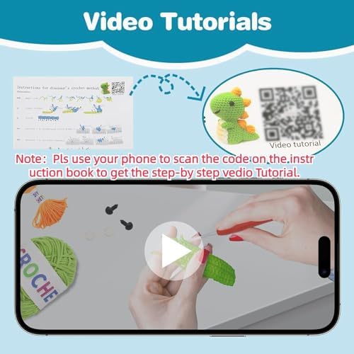 Kaaper Crochet Kit for Beginners for Adults, Learn to Dinosaur Crochet Kit