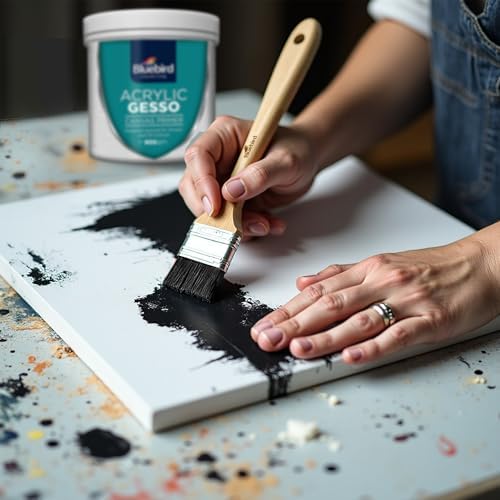 BLUEBIRD Heavy Gesso Primer for Acrylic Painting, Gesso Surface Prep Medium for Acrylic Paint and Oil Paint (Black, 28.2 Oz)