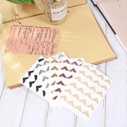 GOONAVI 15 Sheets 360 Pcs Acid-Free Photo Corners, Self-Adhesive Mounting for Wedding Scrapbook Supplies, DIY Photo Album, Journal, Guest Book, Memory Book (Rose)