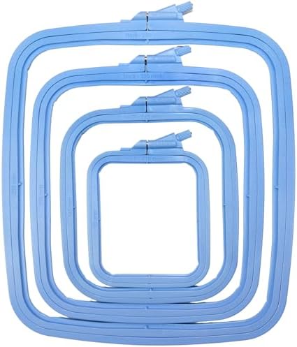 Nurge Square Embroidery Hoop - Plastic Cross Stitch Frame for Needlepoint & Embroidery - Adjustable Craft Hoop - Blue - Set of 4