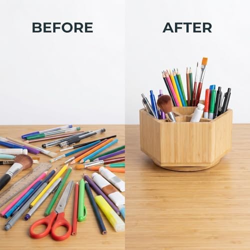 360° Rotating Bamboo Desk Organizer Hexagon
