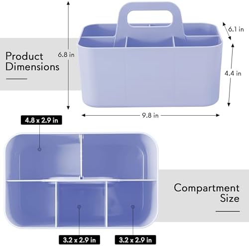 Tiawudi Multipurpose Caddy Organizer, Plastic Caddy with Handle, Stackable Desk Organizer for Stationery, Marker and Pencil, Office Supplies Organizer, Dorm Caddy