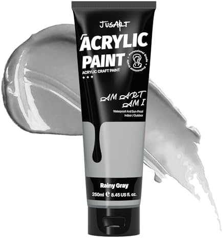 JusArt Gray Acrylic Paint,Rainy Gray Paint Tubes（250ml /8.45 oz