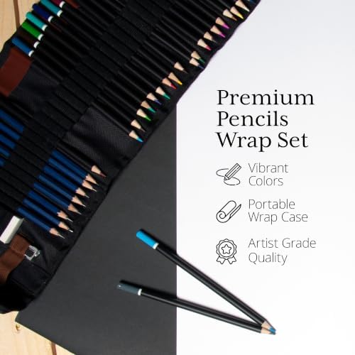 ARTISTIK Coloring Pencils Wrap Set with Vivid Colors – 47-Piece Artist Grade Drawing & Sketching Colored Pencil Set – 3.5mm Colored Pencils for Adults Coloring Books