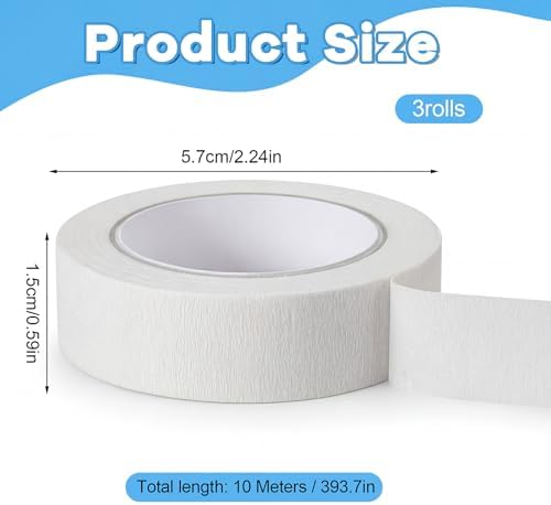 Ymapinc 3 Rolls 32.8ft Thin Washi Tape Set, 11Ydsx0.59In White Masking Tape for Painting/Craft, Decorative Tapes Pack, Washi Tapes for Scrapbooking/Book/DIY Craft/Journal/Gift Wrapping Art