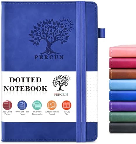 Dotted Journal 5.9"×8.5", 160 Pages Dot Grid Notebook, Bullet Journaling | Hardcover Leather Journal for Women & Men,100 Gsm Thick Paper,Medium Size, Dotted notebook for Work, School, Travel Writing