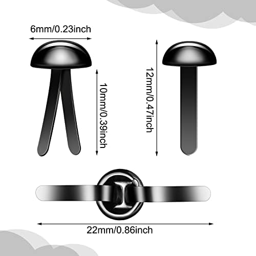 Hotop 500 Pcs Brad for Paper Crafts Metal Paper Fasteners, Black