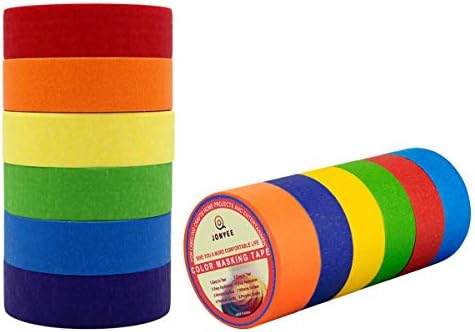 Colored Masking Tape, Colored Painters Tape for Arts & Crafts, Labeling or Coding - Art Supplies for Kids - 6 Different Color Rolls - Masking Tape 1 Inch x 13 Yards (2.4cm X 12m)