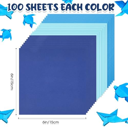 Kigeli 300 Sheet Origami Paper 6 x 6 Inch Square, Blue