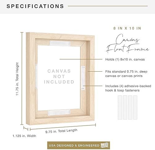 MCS Canvas Float Frame, 8x10, Natural Woodgrain