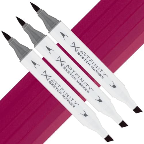 Artfinity Sketch Markers - Set of 3 - Mahogany Red R2-6, Vibrant, Professional, Dye-Based Alcohol Markers for Artists, Drawing, Travel, & More