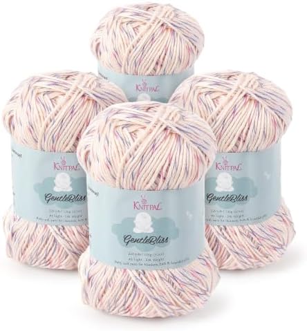 GentleBliss DK Acrylic Soft Baby Yarn, 4-Pack (880Yds/400G) Vanilla Berries