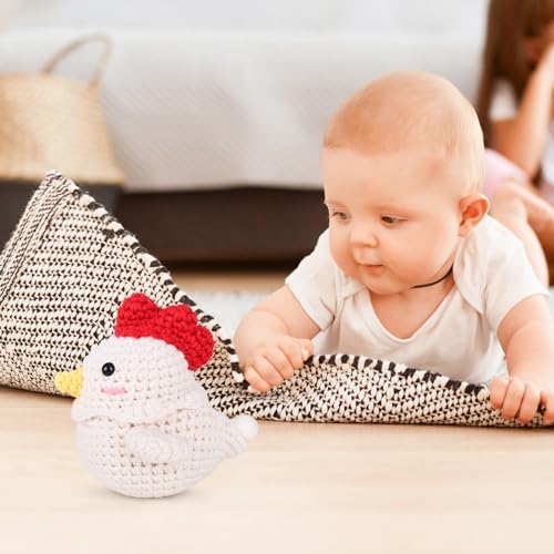 Crochetta Crochet Kit for Beginners, Squeeze Bubble Amigurumi Crocheting Kits w Step-by-Step Video Tutorials, Knitting Starter Supplies for Adults Kids, Anxiety Relief Bubble Chicken (40%+ Yarn)