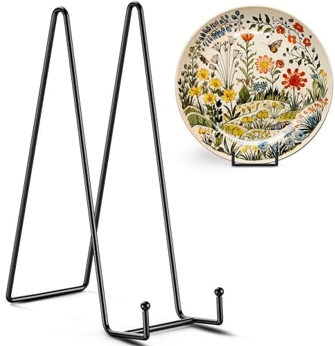 TR-LIFE 4 Pack 12 Inch Large Plate Stands/holder for Display - Metal Picture Frame Holder Stand + Easels for Platter, Book, Plaque, Photo, Table top Art