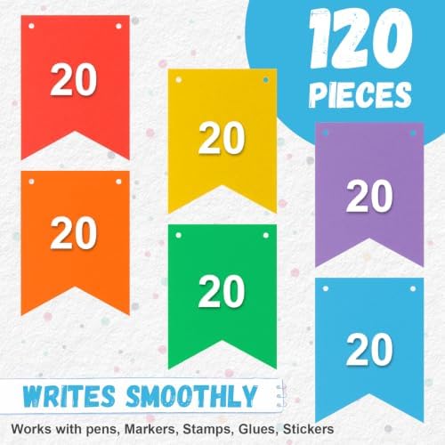 MixTeach 120 pcs Paper Banner Flags Cutouts Colorful Swallowtail Banners