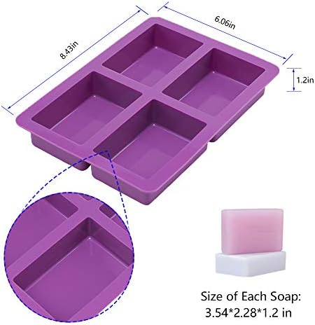 2Pack Rectangle Silicone Soap Mold, Large Silicone Mold for Soap Making, Thick and Durable