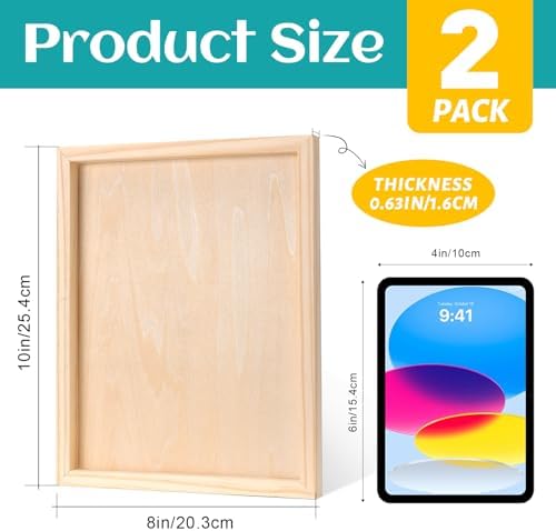 ESRICH 8x10 Inch Wood Panels for Painting, 2 Pack Craft Wood Canvas Boards, Blank Unfinished Wooden Art Board for DIY Art Creations Such as Painting, Acrylic Pouring, Resin, Burning, Collage, etc.