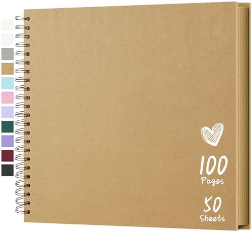 Scrapbook Photo Album 12"x12" 50 Sheets 100 Pages Hardcover Kraft Paper