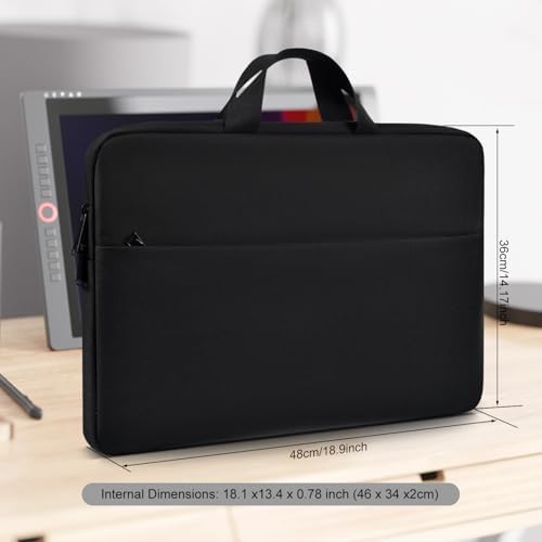 Drawing Carrying Tablet Sleeve Case for XPPen Artist 15.6 Pro V2, XPPen Artist Pro 19, HUION KAMVAS Pro 19, Shockproof-Padded Bag with Accessory Pocket & Handle, Black