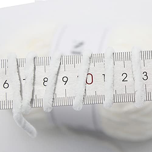 NICEEC 3 Skeins Soft Chenille Yarn 3 x85m (3X 93yds, 3X 50g)_Cream White