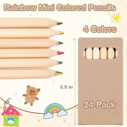 Ctosree 24 Packs Mini Colored Pencils Bulk Coloring Pencil in Boxes Back to School Gifts for Students Kids Classroom Rewards, Party Favor, Goodie Bag Fillers, 6 Per Pack (Rainbow,3.5'')