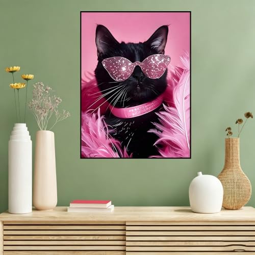 Benjenes 4Pack Pink Cat Diamond Art Kits for Adults, Diamond Painting Kits