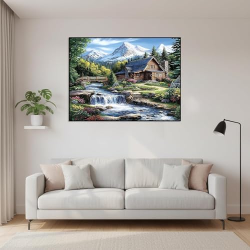 WNPOKN Cabin Diamond Art Kits for Adults 16 x 12 inch