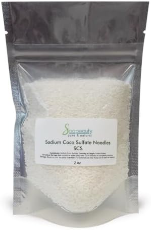 Soapeauty Sodium Coco Sulfate (SCS) Noodles | Coconut Oil Surfactant for Shampoo Bars, Soap Making, Body Wash, Cleansers & DIY Skin Care | 2 oz