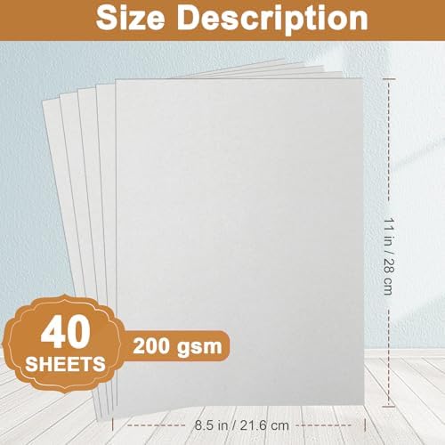 Silunkia 40 Sheets Light Grey Cardstock 8.5 x 11 Crafts Paper 75lb