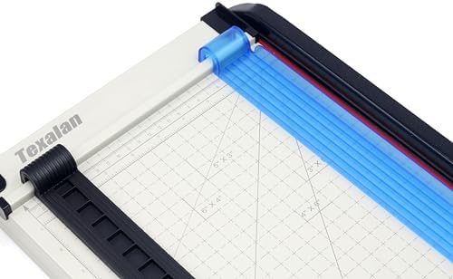 Inch Scale Cutting Plate 12" Paper Cutter – Solid Metal Base, Sharp Blade for Trimming Photos, Cards, Labels – 12-Sheet Capacity – Ideal for Office, School, Home Use (White)