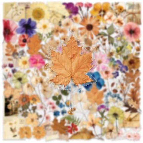 100PCS Transparent Flora Scrapbook Stickers, Vintage Aesthetic Flowers Sticker for Scrapbooks Travel Journal, Vinyl Waterproof for Water Bottles Laptop Phone Scrapbook Supplies DIY Crafts (Flower-AB)