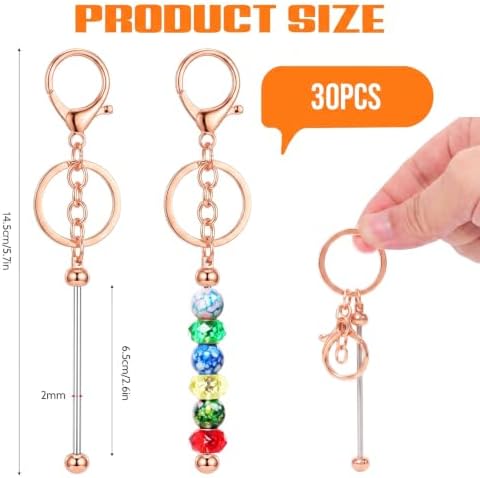 30Pcs Blank Beadable Keychain Bars Bulk Blank Metal Keychain