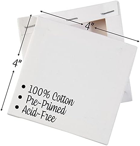iDIY Stretched Canvas Board 4 x 4 (Set of 12) 5/8" - Classic White Blank, Pre Primed for Oils or Acrylics, 100% Cotton, Acid Free - Professional Grade for Painting or Art Project, Craft, Mixed Media