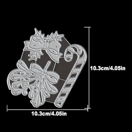 Lapoo Christmas Metal Cutting Die for Scrapbooking, 3D Backgrounds Frame Cutting Dies DIY Album Card Making Decor Paper Metal Die Cuts Party Wedding Decorations (Bow and Cane 4.1 x 4.1 in)