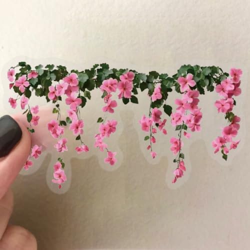 50PCS Transparent Natural Flower Scrapbook Stickers | Flower Aesthetic Scrapbook Supplies for Journaling, DIY Crafts, Planners, Water Bottle, Card Making,Junk