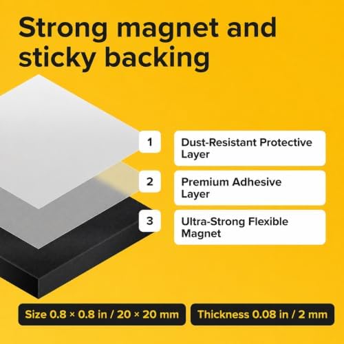 Pre-Cut Adhesive Magnetic Tape Squares, 0.8"x0.08" (20x2mm), 320 pcs