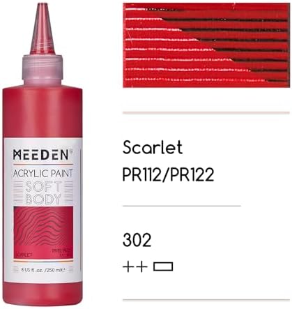 MEEDEN Soft Body Acrylic Paint: Scarlet Red Matte Finish 250ml/8.45oz