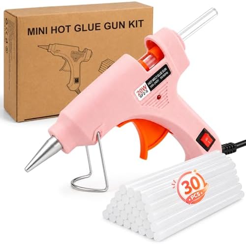 Mini Hot Glue Gun Kit with 30 Glue Sticks, 20W Fast Preheating Hot Glue Gun And Sticks Set for School Crafts, DIY Arts & Quick Home Repairs, Pink