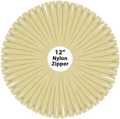 Mandala Crafts 80 PCs Beige Closed-End 12 Inches Nylon Zippers for Sewing