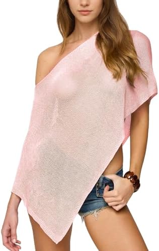 Women Sheer Poncho Shawl Top Lightweight Knit Pullover Beach Cover Up Tops