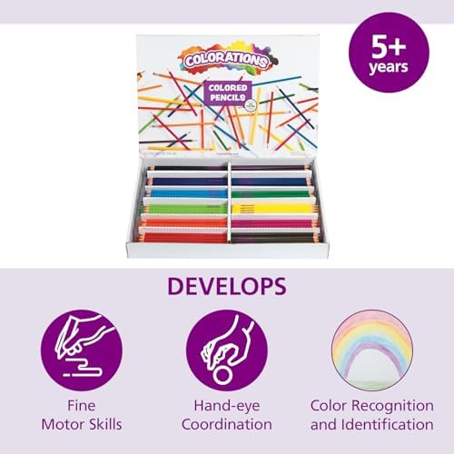 Colorations Color Pencils, Set of 240, Pre-Sharpened, 12 Colors, Thick Core