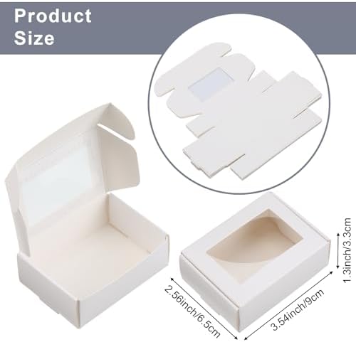 Zonon 60 Pcs Mini Kraft Soap Boxes with Window Homemade,White