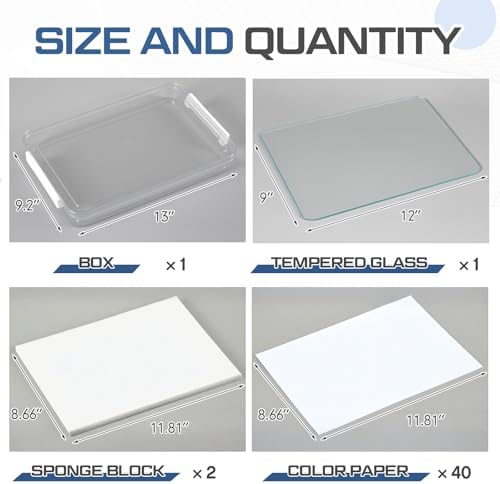 Nuanchu 1 Pcs 9 x 12 Inch Glass Palette for Oil Painting, Clear | Airtight Keep Wet Palette Container, 40 Sheets Disposable Paper, Keeps Paint Fresh, for DIY Color Mixing Beginners