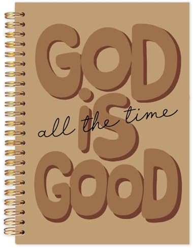 Yhtrg Brown Preppy God Is Good Notebooks, Brown Christian Spiral Notebook Gift for Women, Bible Journaling Notebooks for Office School Supplies, 5.5x8.3 Inch