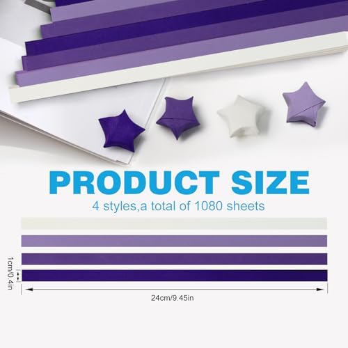 FoDau770 Solid Color Star Paper Strips - 1080 Sheet, Purple Series