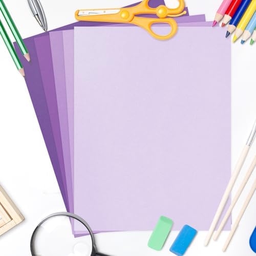 Whaline 50 Sheet 8.5 x 11 Inch Purple Card Stock Paper 5 Solid Lavender Colors Cardstock Assorted Core Scrapbook Craft Paper for Print DIY Art Making School Office Spring Supplies, 65lb