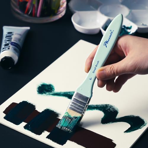 PHOENIX Flat Paint Brush Set - 3 Sizes Nylon Large Paint Brushes for Acrylic Painting, Gouache, Wood Furniture, Gesso, Varnishes & Wall (Pack of 2)
