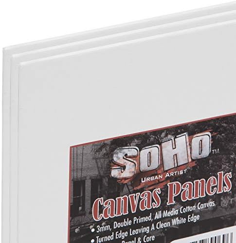 SoHo Artist Cotton Canvas All Media Panels - 10x10-3 Pack of Double Primed Cotton Acid-Free Panels Bonded Canvases for Paintings, Artwork and More