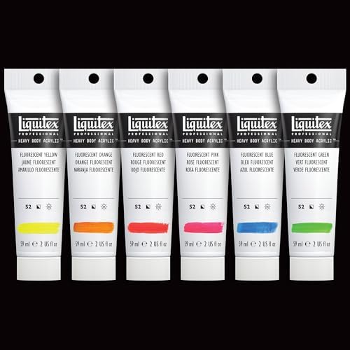 Liquitex Heavy Body Acrylic Paint Set, 6 x 59ml, Fluorescent Colors Set