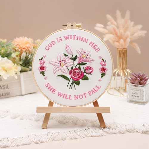 Louise Maelys Easter Tulip Rose Embroidery Kit for Beginners DIY